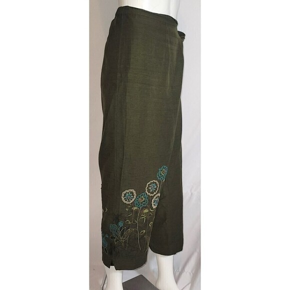 Silkland 100% Silk Floral Embroidered Capris - Size 18W - Picture 2 of 11